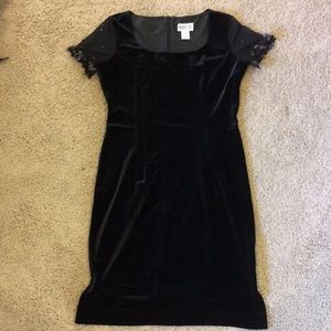 NWOT black velvet mini dress